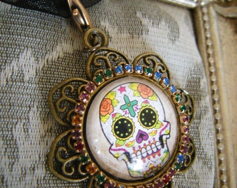 Sugar Skull Pendant Necklace