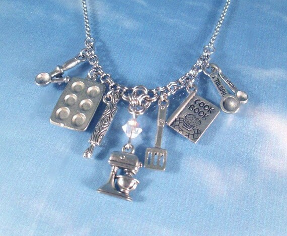 Love to Bake Cook Silver Charm Necklace Culinary Chef Food