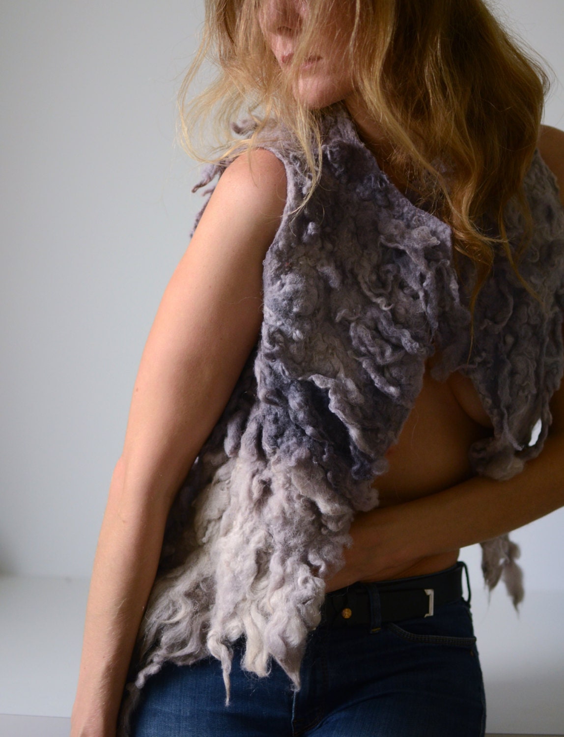 Vest from wool and silk cruelty free and eco friendly wearable