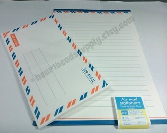 Retro look airmail letter writing set, kawaii stationery, id2719,, scrapbooking, pen pal, back to school, Japan