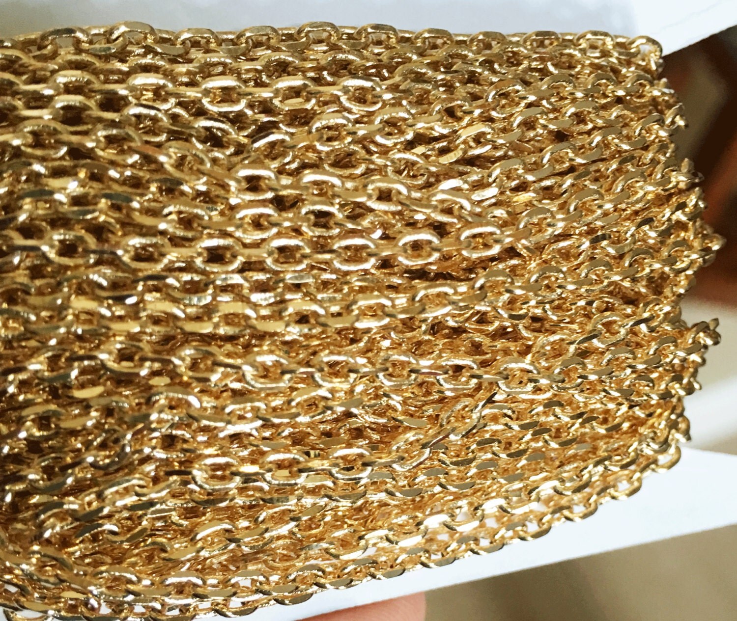 bulk chain 32 ft spool of gold plated fancy Chain gold
