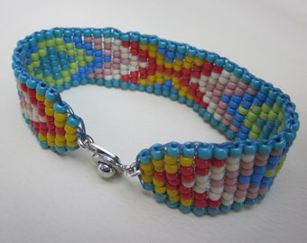 native stitch bracelet square pattern american friendship loomed turquoise hand summer