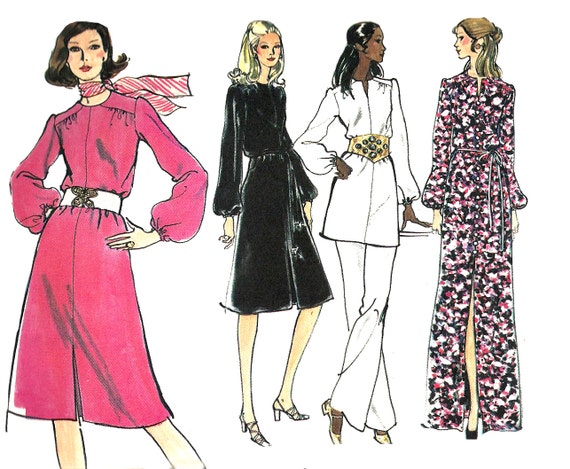 Vogue Dress Pattern 1970s Half Size Vintage Easy Top Pants