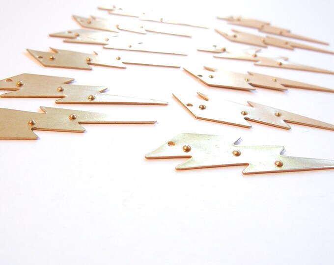 6 Pairs of Brass Lightning Bolt Charms