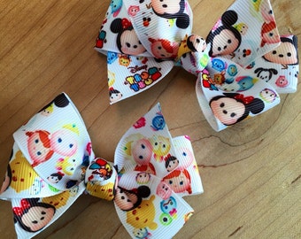 Tsum Tsum Hair Bow (white) - Tsum Tsum, Tsum Tsum Hair Bows, Tsum Tsum Party, Tsum Tsum loot, Tsum Tsum Birthday, Tsum Tsum Party Favor,
