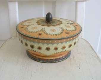 Vintage Biscuit Candy Tin, Metal Box, Metal Candy Tin, Vintage Pink Tin, Metal Tin