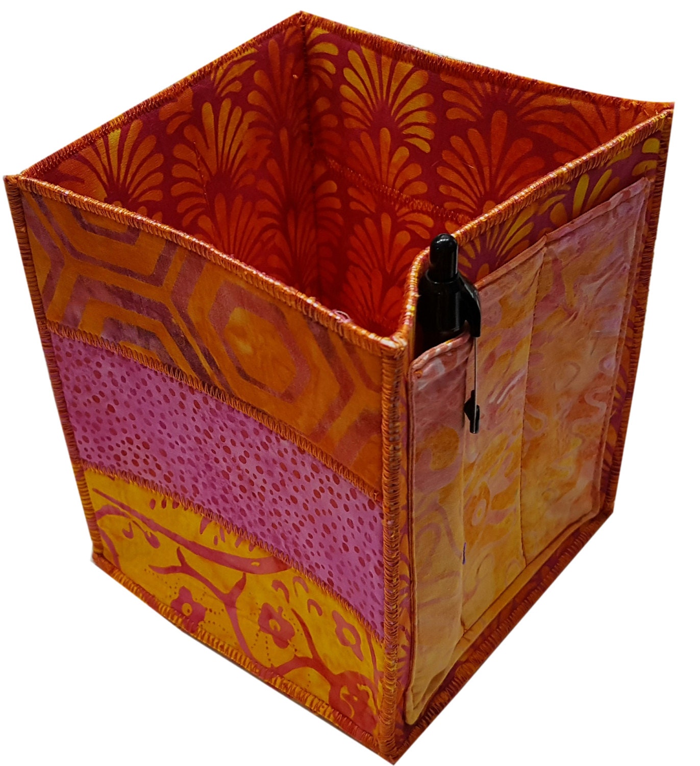 Handmade Table Top Organizer in Orange and Pink by Sieberdesigns