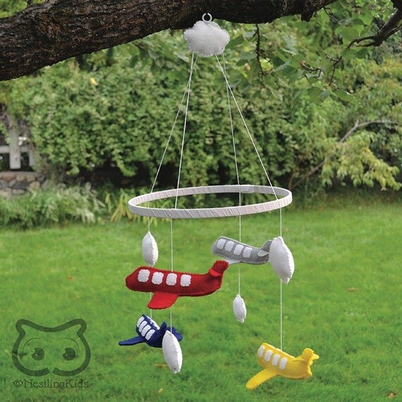 Felt Airplane Crib Mobile for Baby's Room custom made to