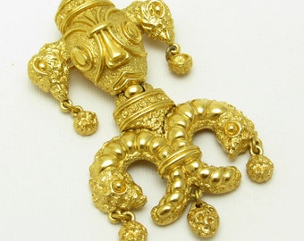 Vintage Exotic Brooch Monet Eastern Egyptian Unusual Jewelry P7475
