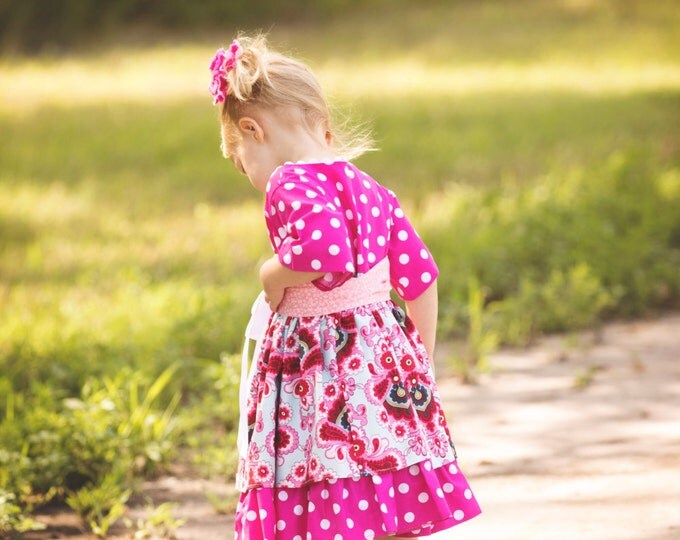 Gift for Girls - Toddler Dress - Little Girl Clothes - Birthday - Spring - Mothers Day - Pink Ruffles - Preteen - Sizes 12 mos to 14 years