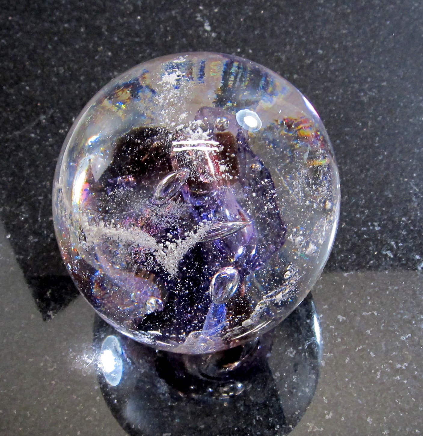 blown glass art with cremation ashes