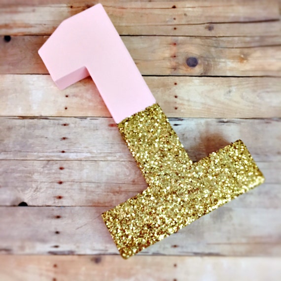 Glitter number one pink 1 baby pink nursery decor pink glitter