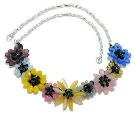 Tutorial Bead Jewelry PDF Pattern Flower Petal Necklace
