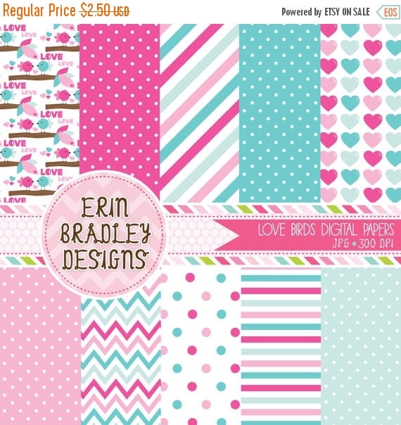 SALE Valentines Day Digital Paper Pack Love by ErinBradleyDesigns