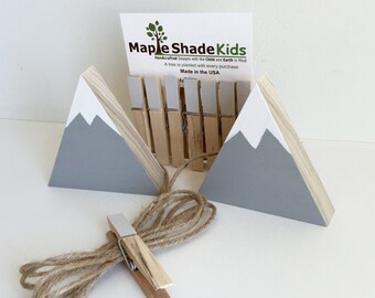 Mountain Art Display Clips, Adventure Nursery, Mountain Nursery, Archery, Wood Mountain, Gray and White, Picture line, Art Line, Art Display