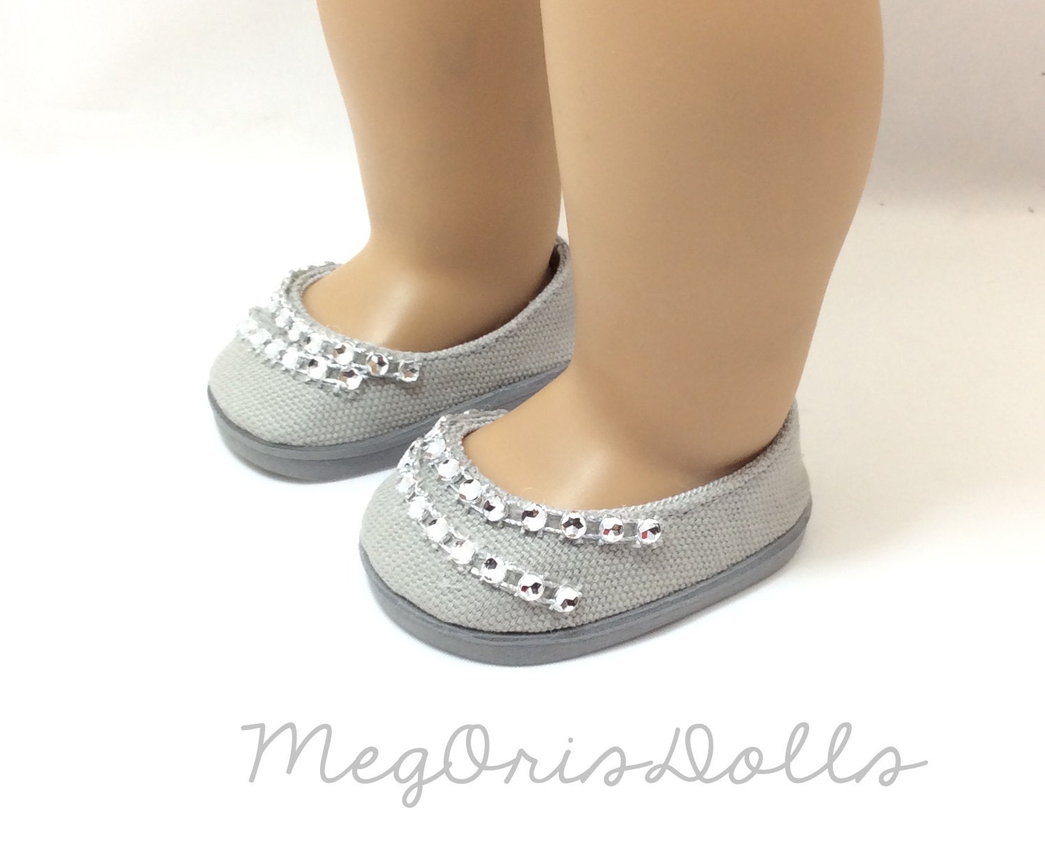American Girl Doll Shoes SILVER Slip On Flats by megorisdolls
