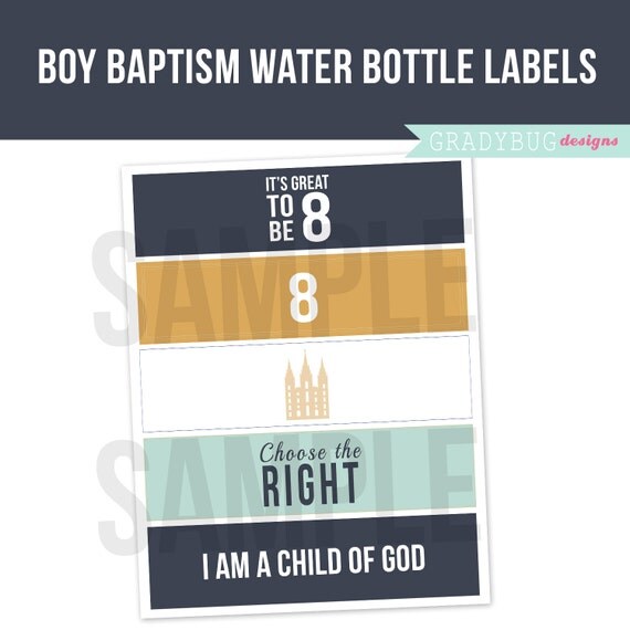 LDS Boy Baptism Water Bottle Labels Printable Drink Wrappers