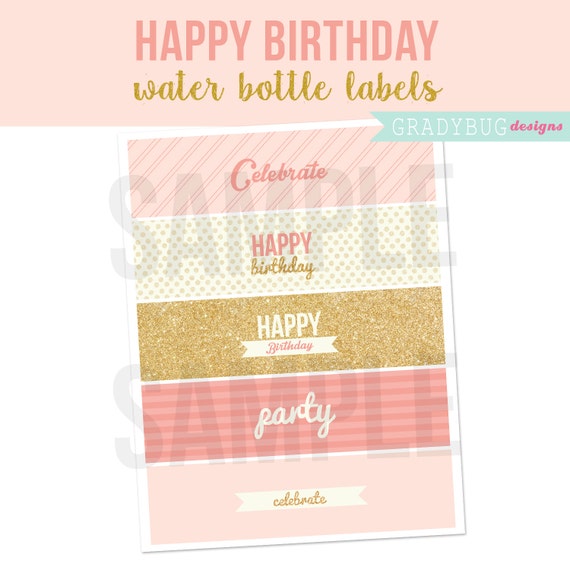 Party Printable Happy Birthday Water Bottle Labels Printable