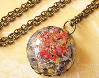 Resin Jewelry Real Flower Jewelry Real Flower Necklace Pendant Necklace Gift For Her Charm Necklace Pressed Flower
