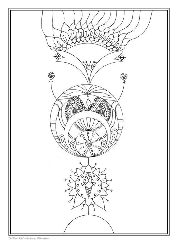 Hand Drawn Adult Coloring Page Calming Art HIGHER GROUND