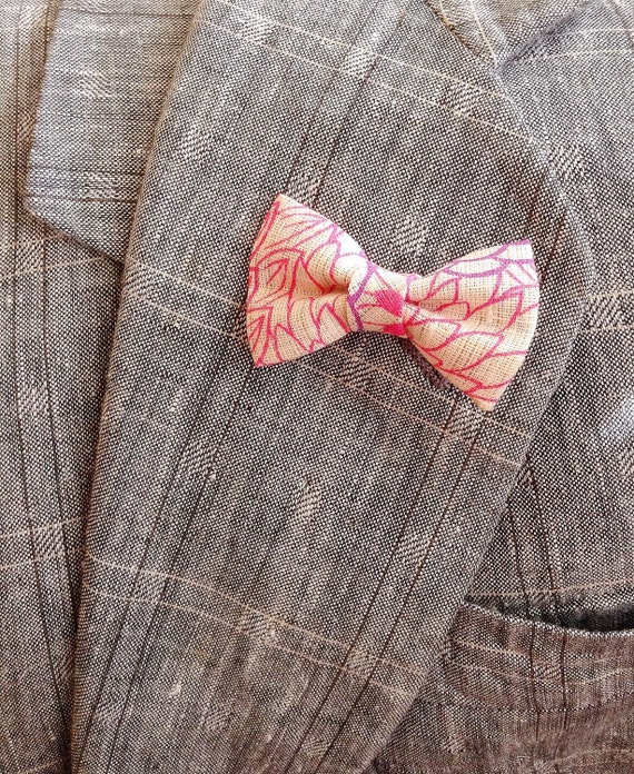 Mens Lapel Pin Bow Tie Lapel Pin Linen Bow Tie by exquisitelapel