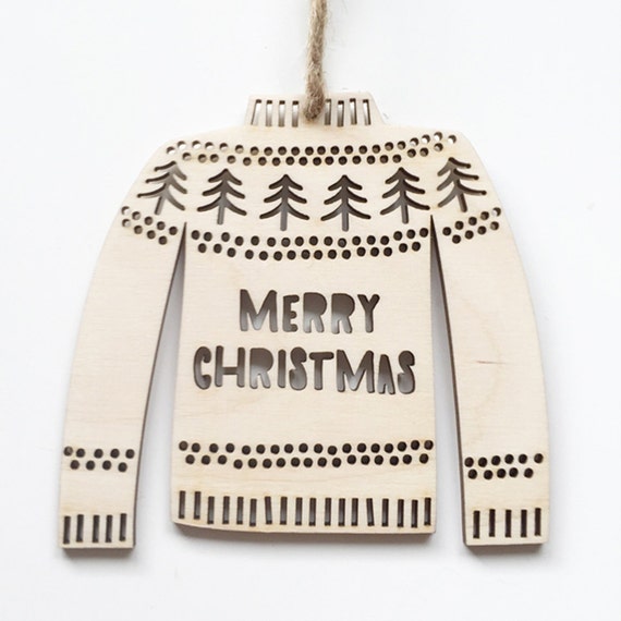 Christmas Jumper decoration laser cut wood by 