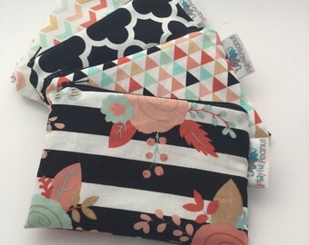 Reusable Snack Bag, Reusable Zipper Bag, Reusable Sandwich Bag, Zipper Pouch, Reusable, Floral Snack Bag, Lunch Bag, Reusable Bag, Chevron