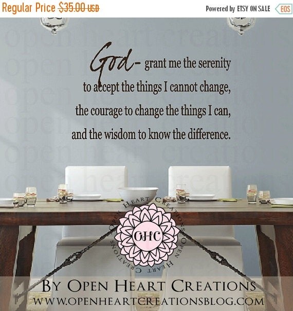 ON SALE Serenity Prayer Vinyl Wall Decal by OpenHeartCreations
