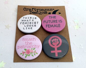 Feminist Pin Badges Gift Set/ Feminist Button Badge Pack of 4/ Girl Gang Gifts/ This is What A Feminist Looks Like/ Feminist Gift Set/