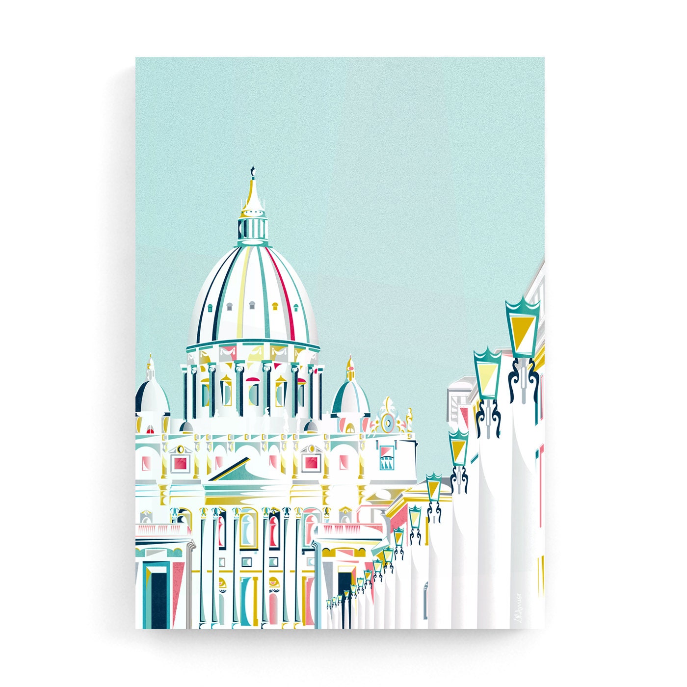 Vatican Rome Skyline Canvas Framed Wall Art print St Peters