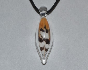 Glass Pendant Necklace - Feather Bird Jewelry - Lampwork Boro Glass Focal Beading Supplies