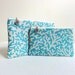 Seaside Zippered Coral Pouches in Aqua - Set of 2 - Shell Charms - READY TO SHIP