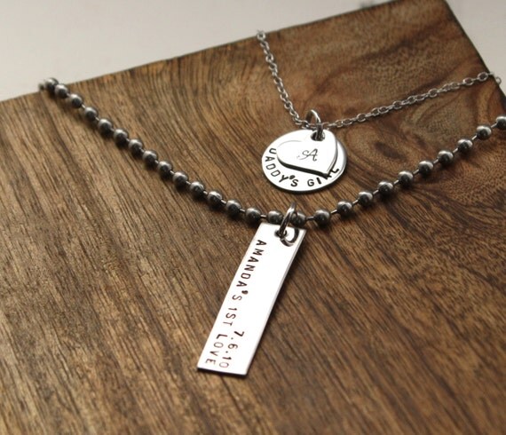 Matching Father Daughter Necklaces Father by sierrametaldesign