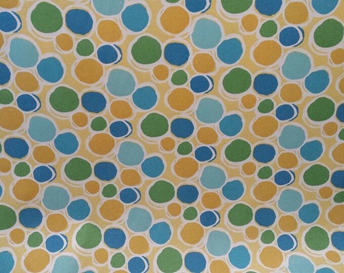 CIRCLES OUTDOOR YELLOW Gold Aqua Blue Green Upholstery Fabric, 36-60-20-0914