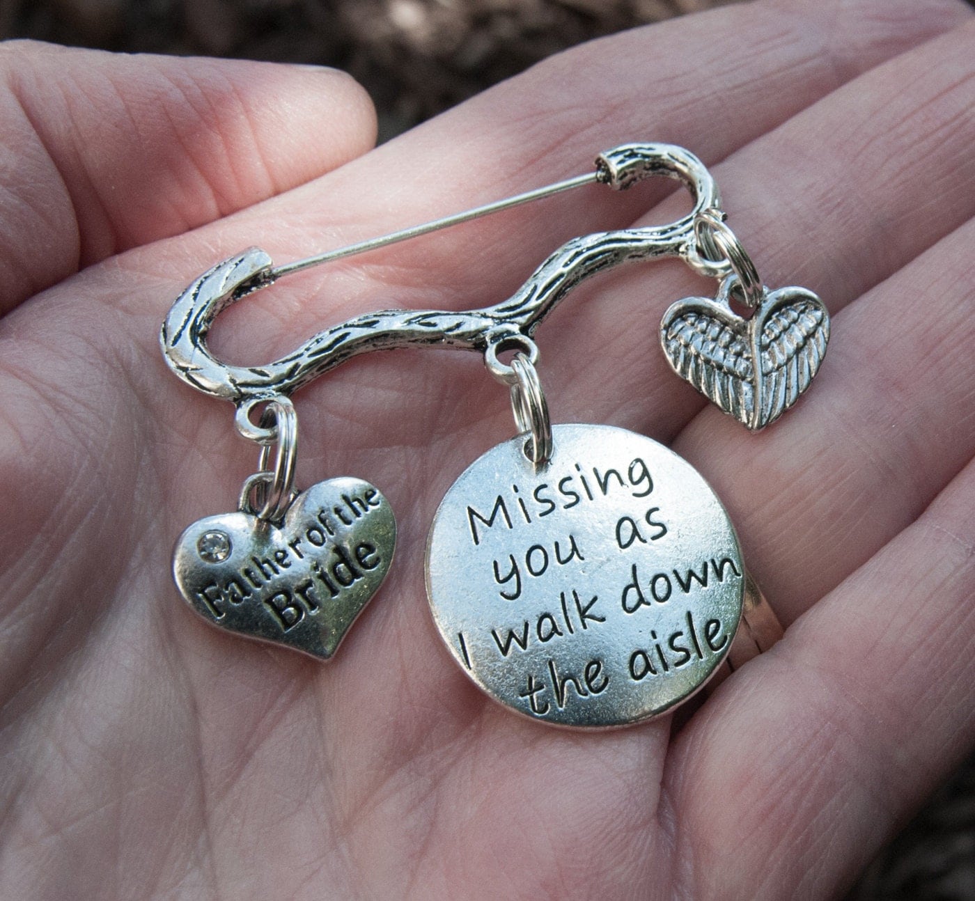 Bridal Charm Bouquet Charm Memorial Pin Father of the