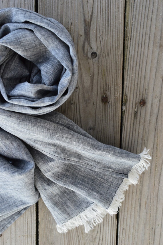 Black linen scarf, scarf man, mens accessories, gift for men, spring summer scarf, pure linen long scarf, flax linen