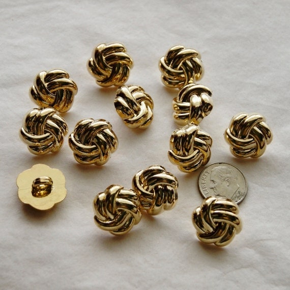 12 Gold Knot Shank Back Buttons Gold Shank Buttons Sewing