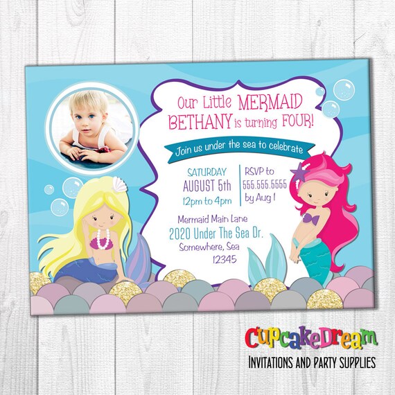 Mermaid Invitation, Under The Sea, Mermaid Birthday Il_570xn