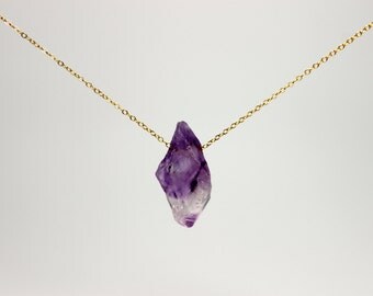 Ordinary Princess Amethyst Necklace - raw amethyst gemstone on gold filled or sterling silver chain - February birthstone necklace