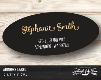 Oval Address Label | Custom Address Label | GOLD Return Address Label | Beautiful Return Address Label | Glitter Labels