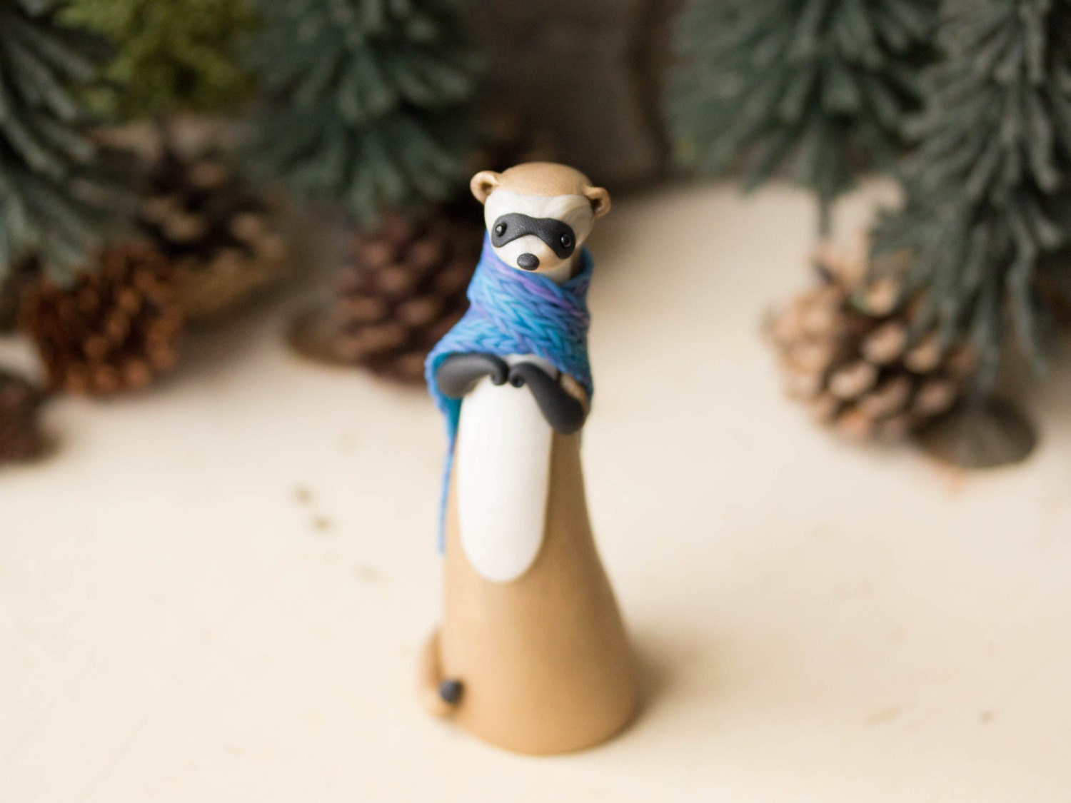 Ferret Figurine BlackFooted Ferret with a Scarf