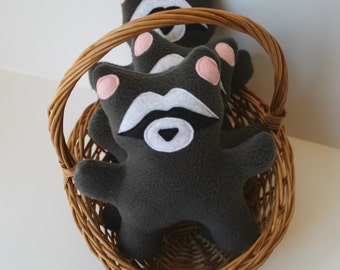 Dog Toy- Raccoon fleece dog toy with squeaker, stuffed dog toy, plush dog toy,fleece dog toy,squeak dog toy,dog chew toy