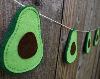 Avocado Garland, Avocado Bunting, Felt Avocado, Avocado Decor, Avocado Gift, Avocado Toast, Avocado Love, Kitchen Garland, Green Garland