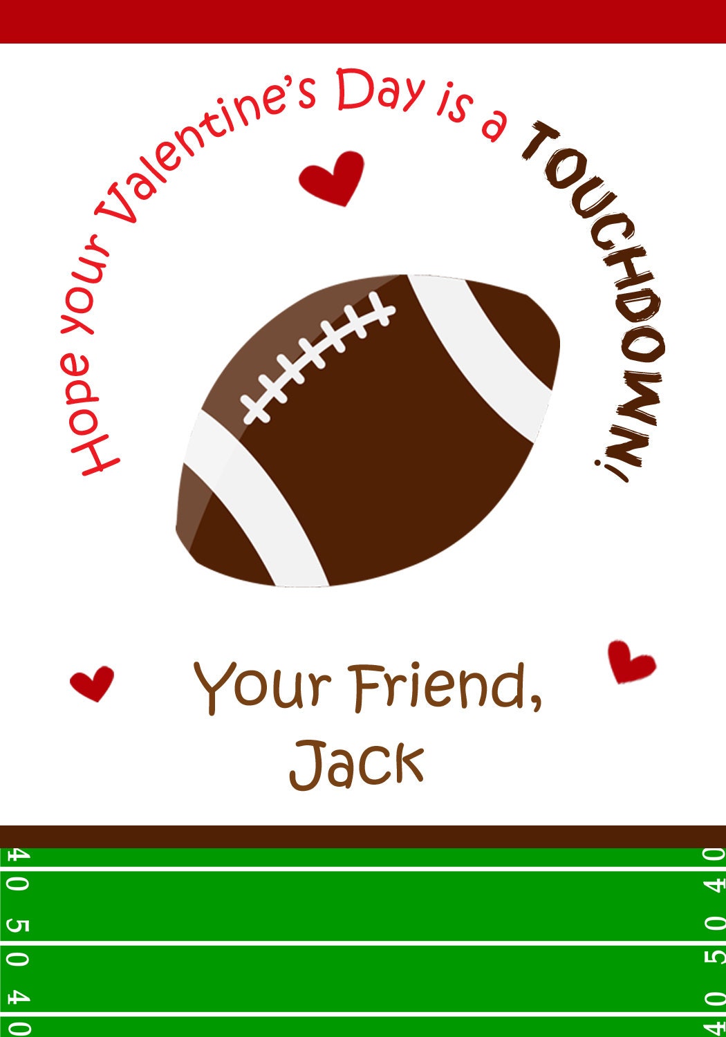 Valentine Cards Football Valentine Cards By TheButterflyPress