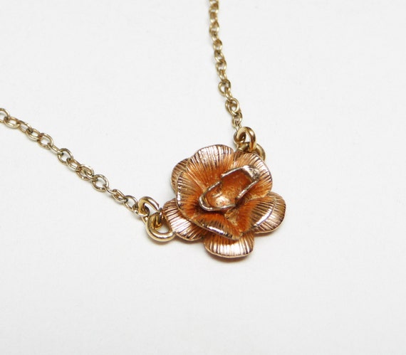 Goldfilled Rose Necklace by Krementz 1/20th 14K Goldfilled