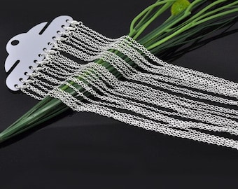 12pcs 18 inch Silver Necklace Chains - Silver Plated Chain Necklace - 3mm x 2mm Lobster Clasp Jewelry Findings - Silver Jewelry Findings A01