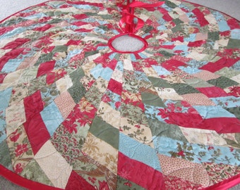 Modern Christmas Tree Skirt, Tree Decoration, Country Christmas Decoration, Holiday Decor, Quilted Tree Skirt