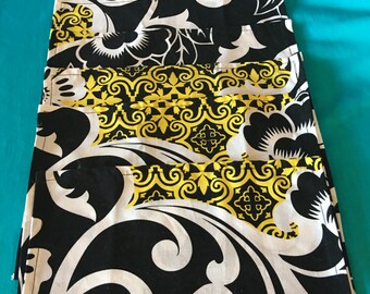NAP1310E Napkin Set of 6 Napkins, Bright, Blac Yellow, Napkins,BOHO, Cloth Napkins, Napkins, Cloth Napkin,Linens, Linen Napkins, Gifts,