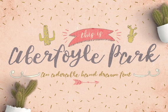 Digital Font Aberfoyle Park - Digital Typeface - Hand drawn Type - Instant Download