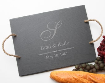 Personalized Cheese Board, Custom Engraved Slate, Monogram, Personalized Serving Tray, Personalized Wedding Gift, Housewarming Gift D11